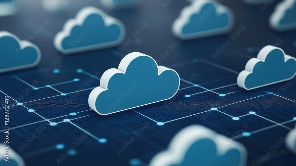Aufkleber cloud storage globalization communication network 3d cloud icons on digital background representing 