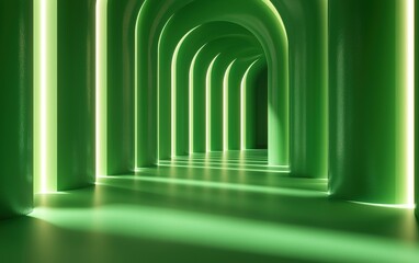 Saint Patrick Day Neon Green 3d background minimalistic mockup with space for text