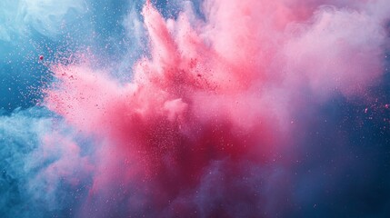 Fototapeta premium Abstract Pink and Blue Color Explosion Vibrant Powder Cloud Burst Artistic Background Texture