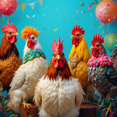 hen in different colors