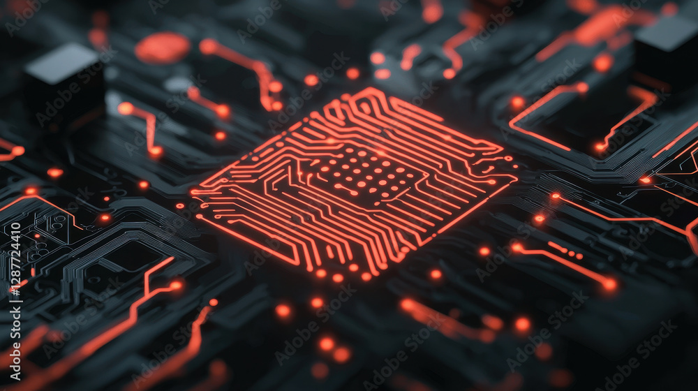 Poster cloud storage globalization communication network close up of circuit board with glowing red element