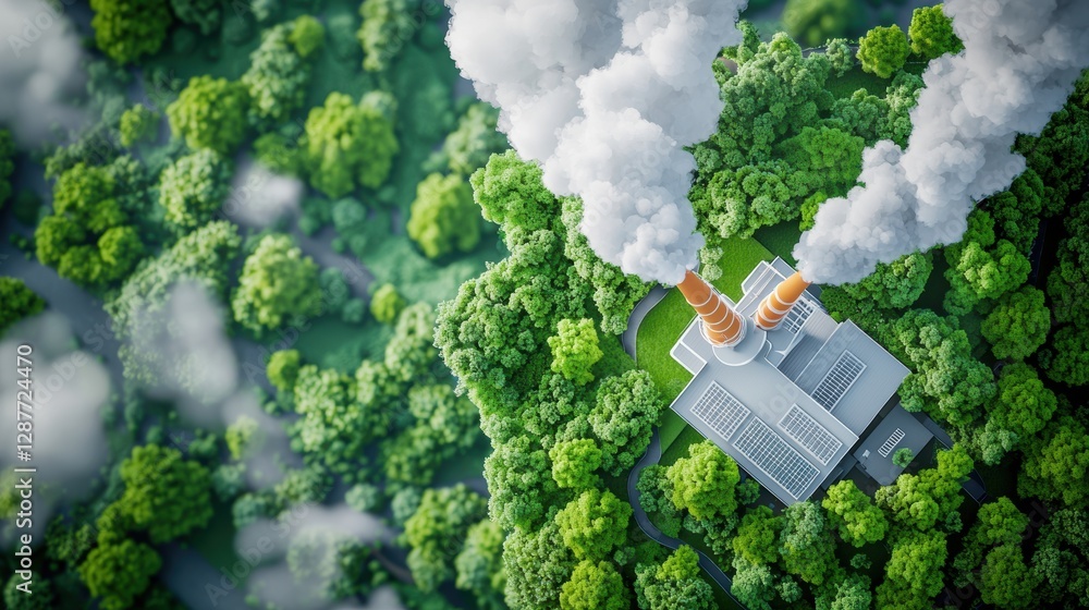 Poster a factory using renewable energy sources and implementing energy efficient technologies to reduce th