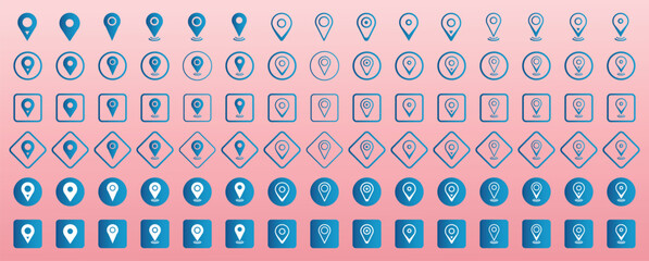 Pin location icons, pointer symbol locator icon, map address location markers, gps point symbol, marker pin navigation, Set of location pin icons. location icon line art design. Vector illustration