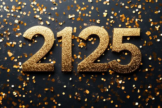 Golden 2125, confetti, celebration, party