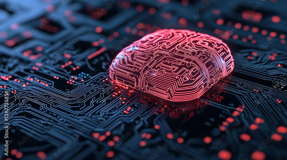 Poster cloud storage globalization communication network futuristic circuit board with glowing microchip de
