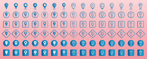 Set of location pin icons. Location icon. Map marker pointer icon set. Location pin place marker. Modern map markers. Simple map pin. Location pointer symbol. Vector illustration