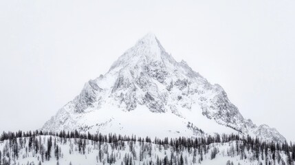 Obraz premium Snowy mountain peak, winter landscape, serene nature, inspiring view, peaceful wilderness, outdoor adventure, nature photography, excellent wallpaper