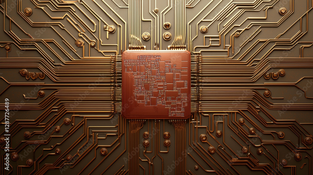 Poster cloud storage globalization communication network close up view of computer circuit board with intri