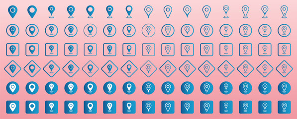 Location map pin icons set. Pinpoint. Modern map marker collection. Map pin place marker. Location pin icon. Map marker pointer icon. Location marker. GPS location symbol. Flat style vector