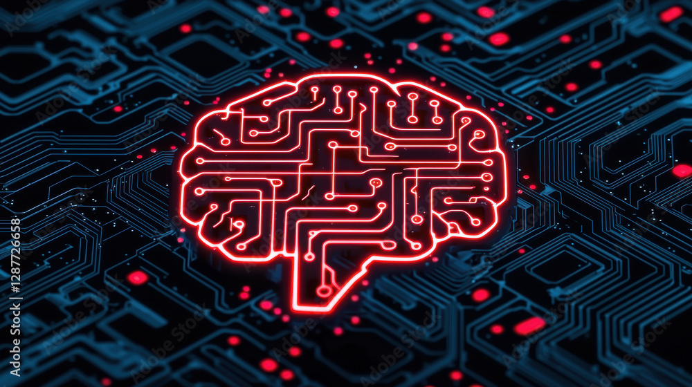 Poster cloud storage globalization communication network neon brain circuit design on dark background, symb