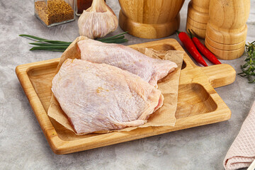 Raw chicken thigh for cooking