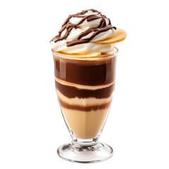 Chocolate Milkshake in Glass on transparent background.