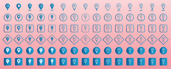 Set of Location pin icons. Location mark icons. Modern map markers. Destination Symbol. Map Marker Illustration. Pointer Logo. maps and location line icon. Vector illustration