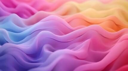 Obraz premium Waves of colorful fabric in gradient hues with soft flowing textures. Abstract and vibrant art concept