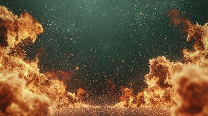 Controlled propane fire blast with vivid details, green screen for compositing