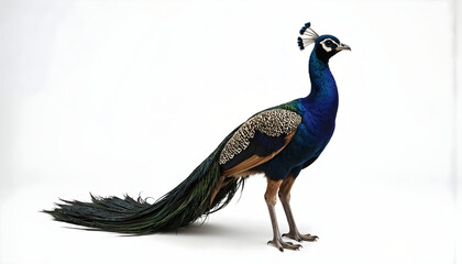 Naklejka premium peacock in front of white background