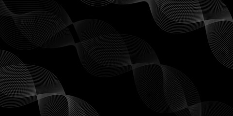 Abstract black background with golden line. Modern template abstract design flowing particles digital frequency track equalizer. abstract wave line for banner, wallpaper background with wave design