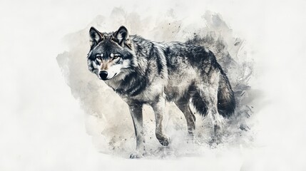 Fototapeta premium A Wolf from a Splash of Watercolor - PNG Transparent