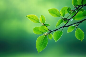 Fototapeta premium A singular focus on green leaves showcasing the beauty of simplicity and the essence of nature's design.