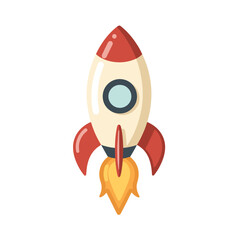 A vibrant vector illustration of a rocket ship with a blend of modern design and retro-inspired charm perfect for space exploration concepts
