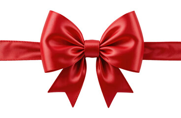 Naklejka premium Red Ribbon Bow Isolated on Transparent PNG Background.