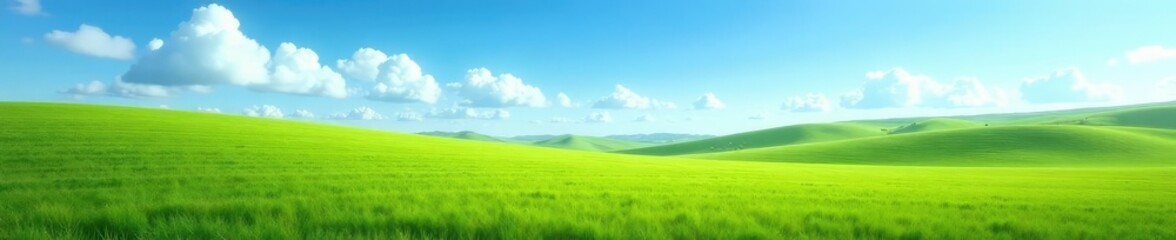 Obraz premium vast open countryside in shades of blue and green under a clear blue sky, scenery, countryside, expansive