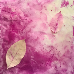 Vintage Pink Leaf Branch Pattern on Soft Watercolor Background