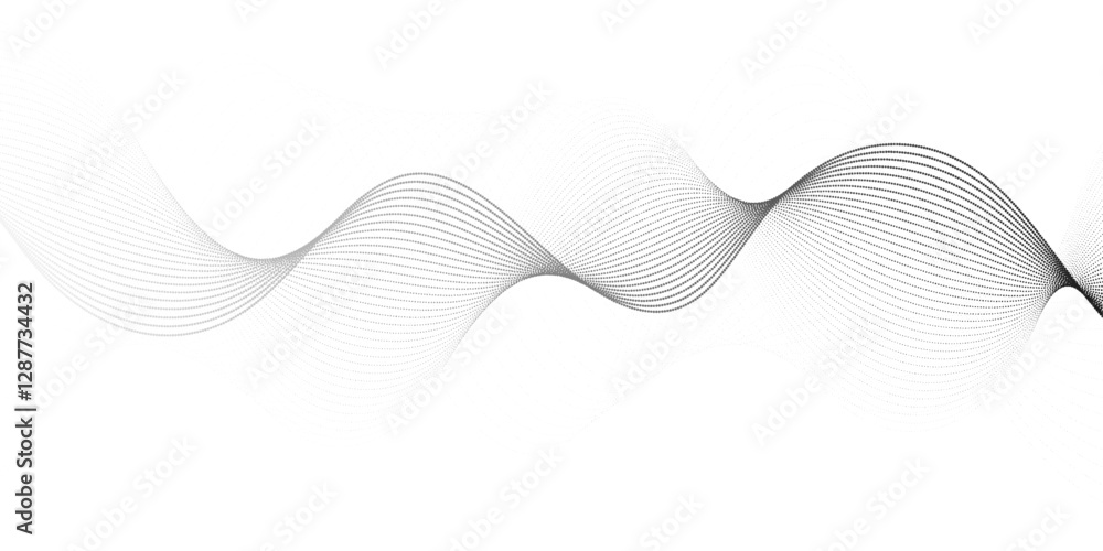 Poster Abstract grey, white smooth element swoosh  modern stream wave with line. Wave flowing line stripes on white isolated background. Digital frequency track equalizer stylized line art design