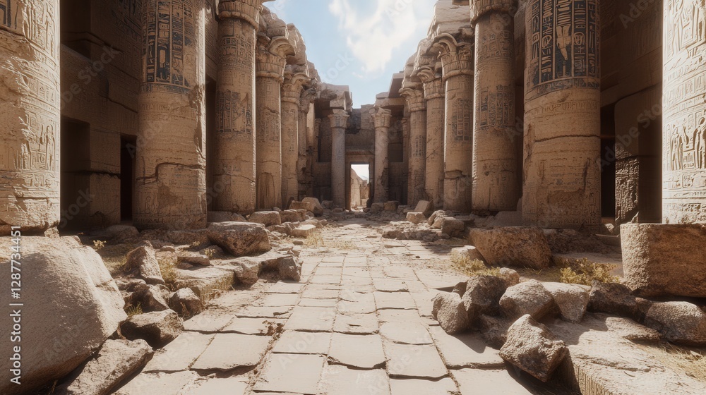 Poster ai system generating realistic 3d models of ancient ruins from historical data, offering immersive v