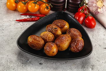 Baked baby potato in the bowl