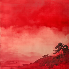 Abstract Red Watercolor Background with Soft Gradient Wash