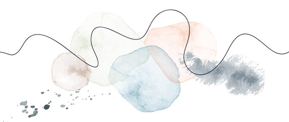 Watercolor art background vector. Wallpaper design with paint brush Earth tone watercolor, gold line and gold foil texture. Illustration for prints, wall art, cover and invitation cards.