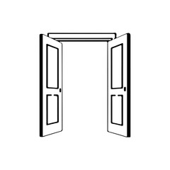 Open door icon silhouette vector illustration on white background