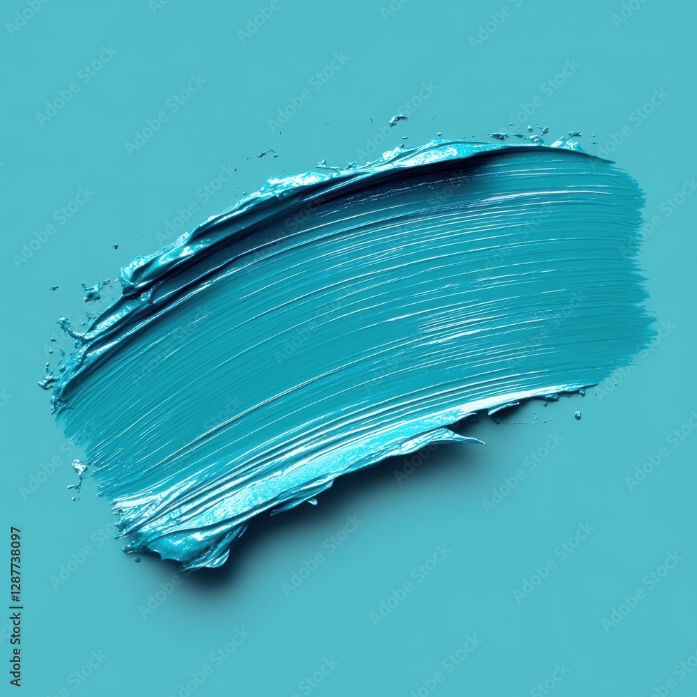 Poster artistic turquoise paint smear on a matching background showcasing texture and color for creative de