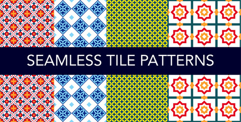 Seamless Tile Ornate Patterns Decorative Design Vector Illustrations