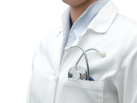 Professional doctor with stethoscope close up