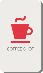 A sign indicates that there is a coffee shop in this area.