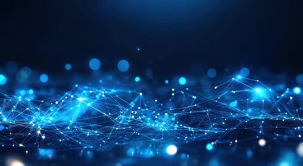 Visual representation of digital connections through networks in a vibrant blue tone showcasing technological advancements
