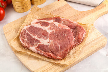 Raw pork neck steak sirloin