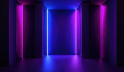 Abstract purple and blue background with light speed lines and glowing stars, a futuristic technology concept.