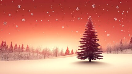 Naklejka premium Winter snowy landscape Christmas tree