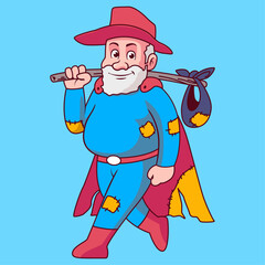 hobo hero walking with happy face