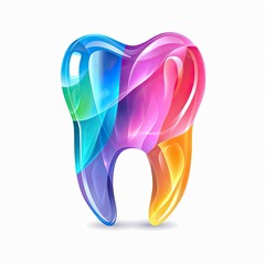 Modern dental logo showcases an abstract tooth integrated with a friendly smile, highlighted by vibrant gradients in greens and blues