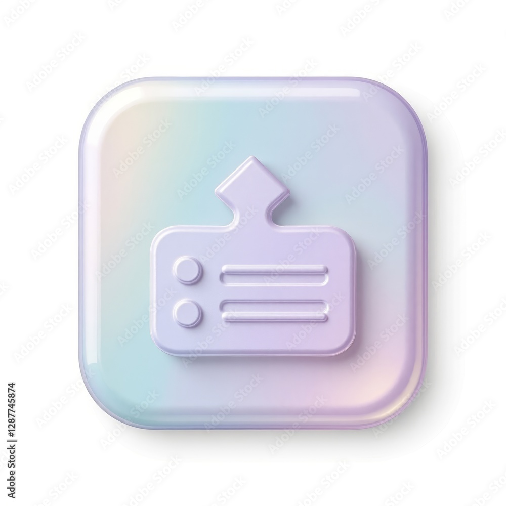 Poster 3d abstract button icon with pastel colors on light background