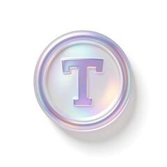 Iridescent logo with letter T on white background
