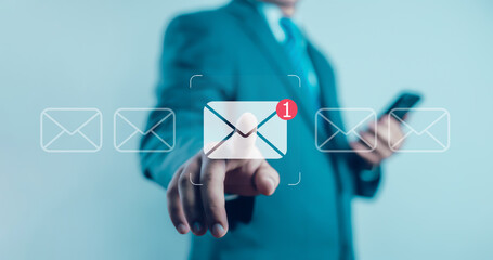 New email notification concept, business online communication, email communication, digital...
