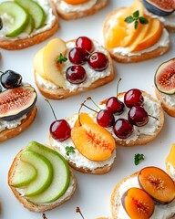 Colorful fruit & cream cheese toast appetizers