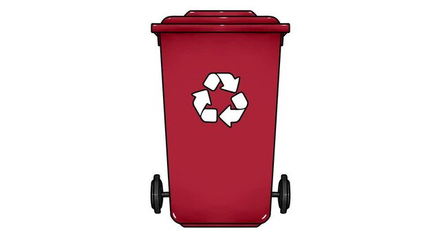 Animated Push Trash Bin. Waste Disposal & Recycling Motion. Earth day animation