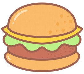 Cute Fast Food Element Hand Drawn Cheese Hamburger