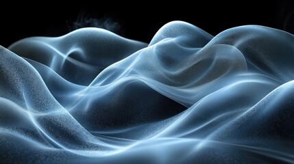 Obraz premium Abstract blue flowing shapes on black background
